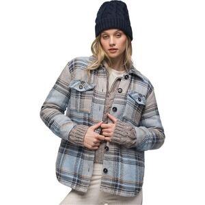 Women's Prana Lower Falls Flannel Jacket in the Big Sky Blue Size‎ M